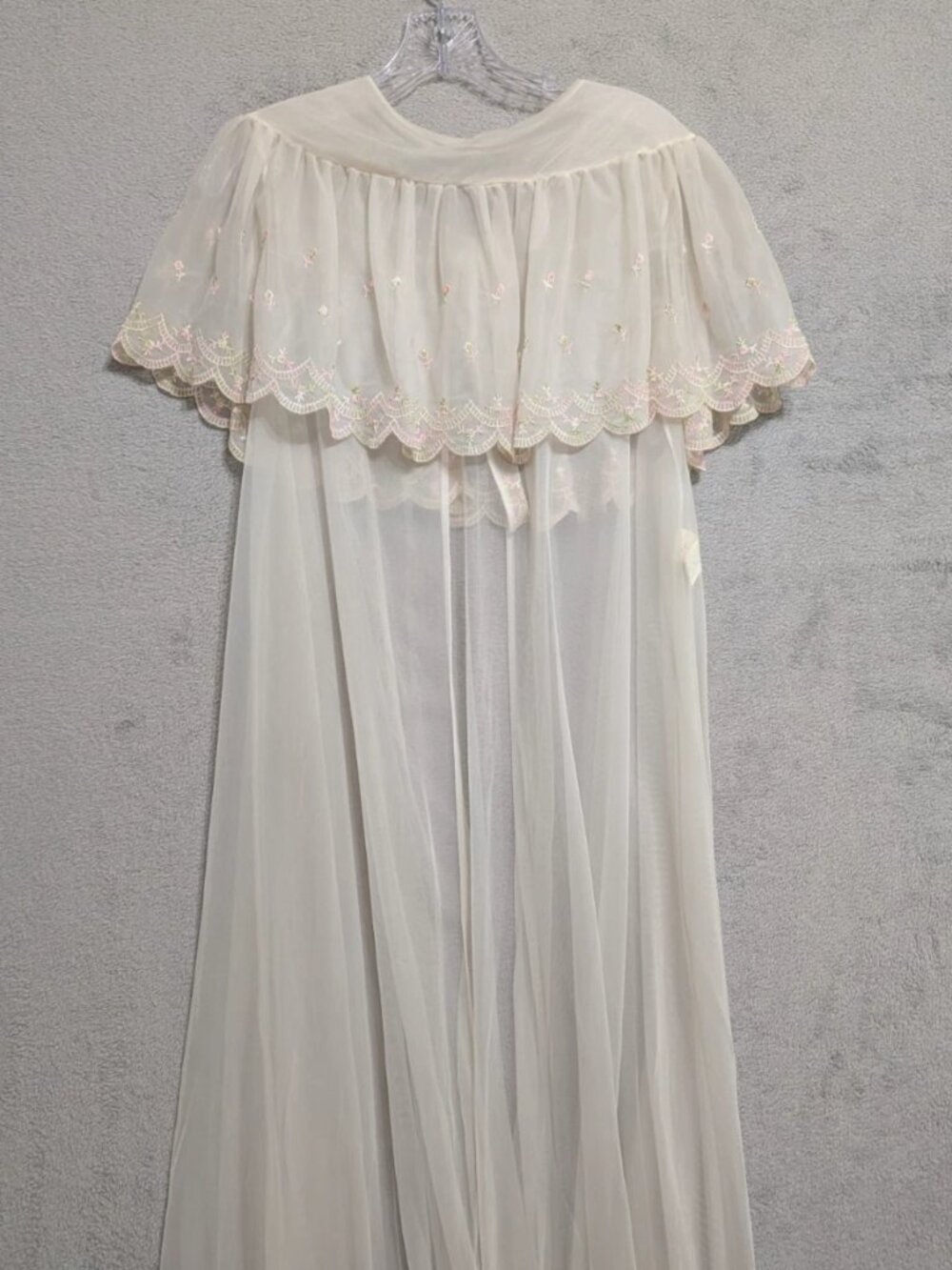 VTG Jenelle CA Peignoir Set Gown Negligee Robe Bride White OffWhite USA Embroidy - Picture 3 of 15